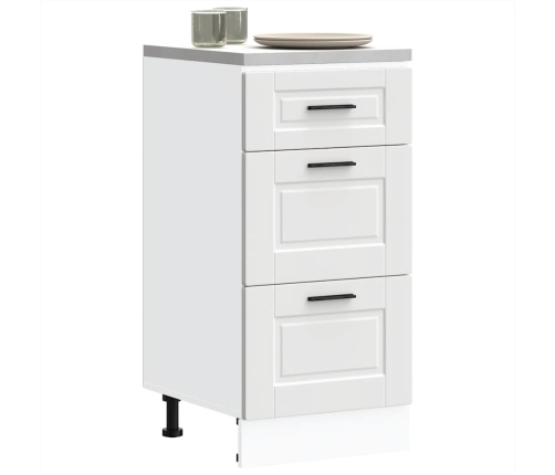 Mueble bajo de cocina Porto madera contrachapada blanca