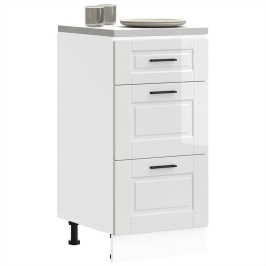 Mueble bajo de cocina Porto alto brillo blanco