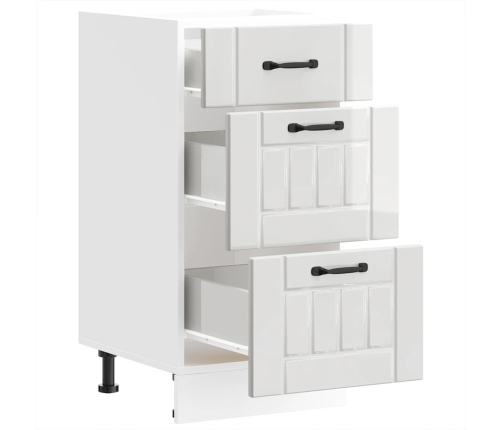 Mueble bajo de cocina Lucca blanca de alto brillo