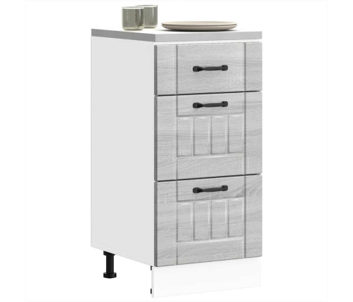 Mueble bajo de cocina Lucca madera contrachapada gris sonoma