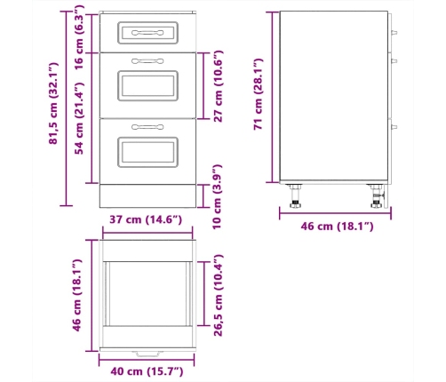 Mueble bajo de cocina Kalmar madera de ingeniería blanca