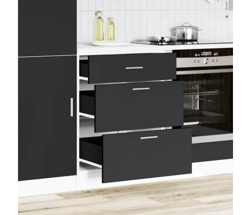 Mueble bajo de cocina de madera de ingeniería negra