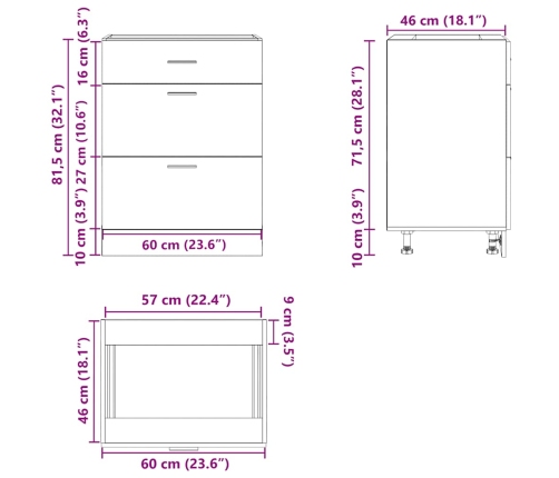 Mueble bajo de cocina de madera de ingeniería de roble ahumado