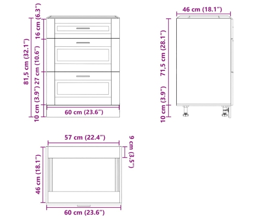 Mueble bajo de cocina porto roble sonoma madera reconstituida