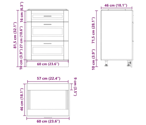 Mueble bajo de cocina porto gris sonoma madera reconstituida