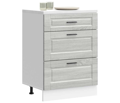 Mueble bajo de cocina porto gris sonoma madera reconstituida