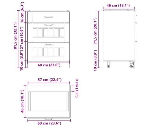 Mueble bajo de cocina Lucca madera ingeniería negra