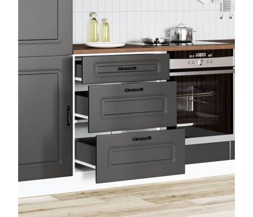 Mueble bajo de cocina Kalmar madera de ingeniería negra