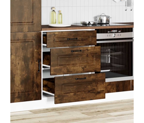 Mueble bajo de cocina Kalmar de madera ingeniería roble ahumado