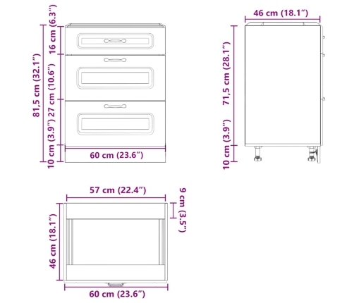 Mueble bajo de cocina Kalmar gris sonoma madera de ingeniería