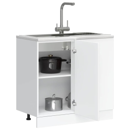 Mueble bajo de cocina Porto madera contrachapada blanca