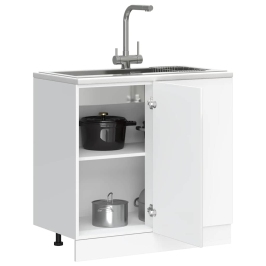 Mueble bajo cocina Kalmar madera ingeniería blanca alto brillo