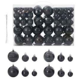 Bolas de Navidad 100 unidades negro Ø3/4/6 cm