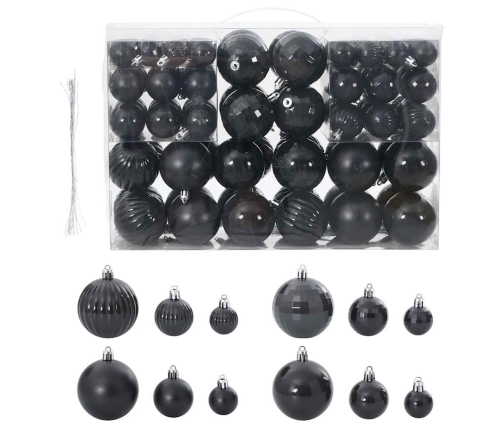 Bolas de Navidad 100 unidades negro Ø3/4/6 cm