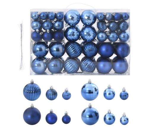 Bolas de Navidad 100 unidades azul Ø3/4/6 cm