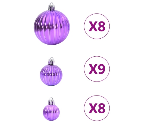 Bolas de Navidad 100 unidades lila Ø3/4/6 cm