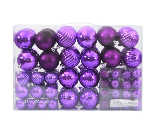 Bolas de Navidad 100 unidades lila Ø3/4/6 cm