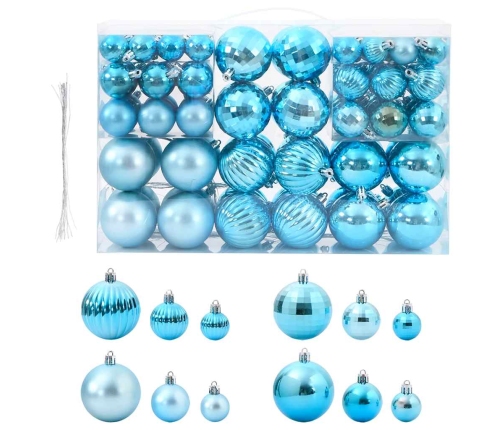 Bolas de Navidad 100 unidades turquesa Ø3/4/6 cm