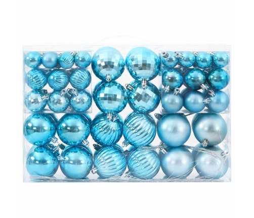 Bolas de Navidad 100 unidades turquesa Ø3/4/6 cm