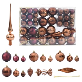 Bolas de Navidad 98 unidades marrón Ø3/4/6 cm