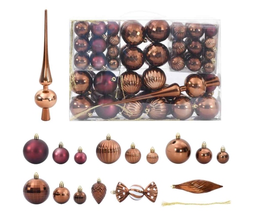 Bolas de Navidad 98 unidades marrón Ø3/4/6 cm