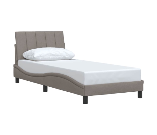 Estructura de cama sin colchón tela gris taupe 80x200 cm