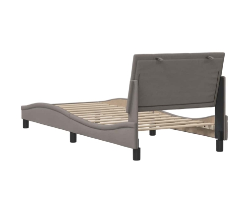 Estructura de cama sin colchón tela gris taupe 80x200 cm