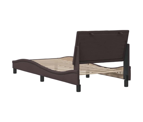 Estructura de cama sin colchón tela marrón oscuro 90x190 cm