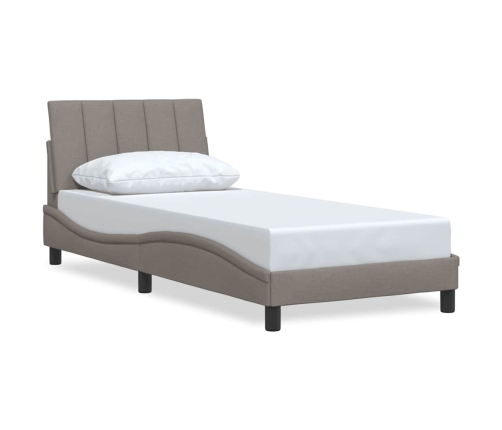 Estructura de cama sin colchón tela gris taupe 90x190 cm