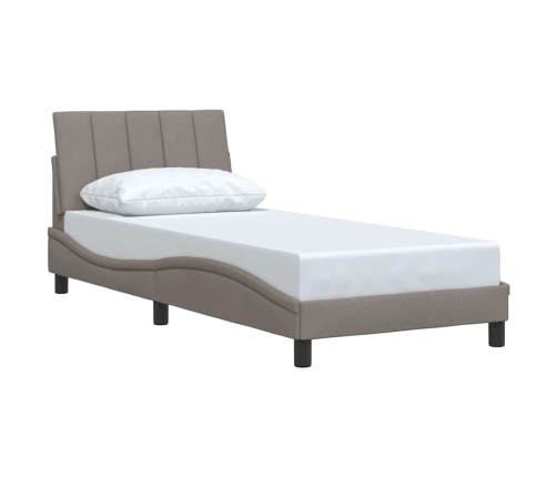 Estructura de cama sin colchón tela gris taupe 90x190 cm