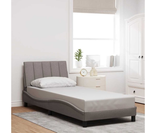 Estructura de cama sin colchón tela gris taupe 90x190 cm