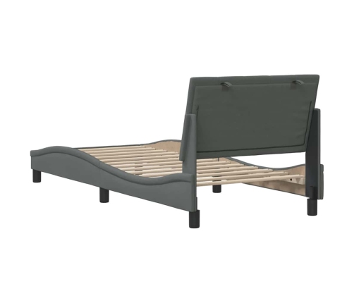 Estructura de cama sin colchón tela gris oscuro 90x200 cm