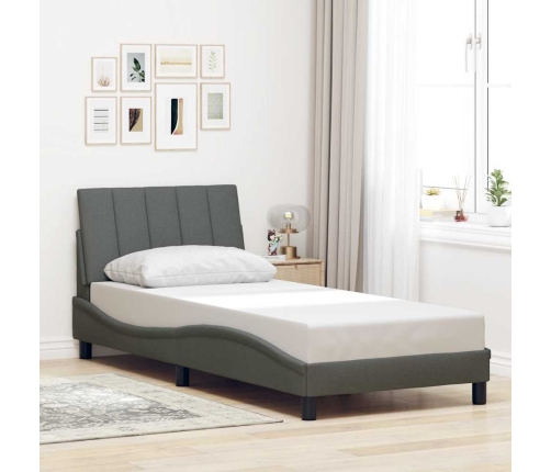 Estructura de cama sin colchón tela gris oscuro 90x200 cm