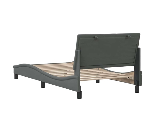 Estructura de cama sin colchón tela gris oscuro 90x200 cm