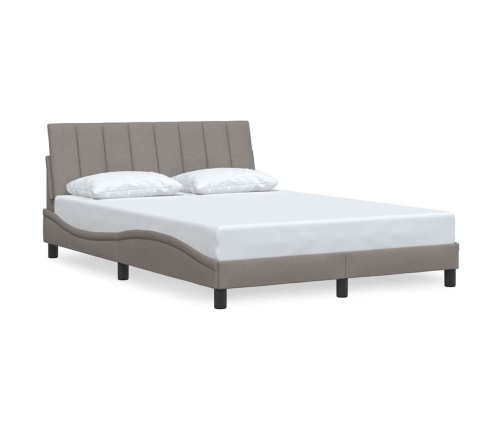 Cama sin colchón tela gris taupe 140x190 cm