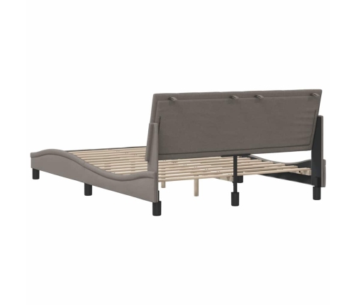 Cama sin colchón tela gris taupe 140x190 cm