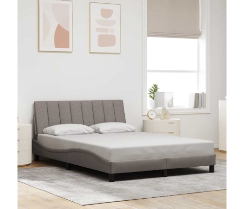 Cama sin colchón tela gris taupe 140x200 cm