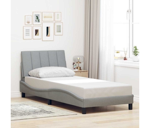 Estructura de cama sin colchón tela gris claro 90x190 cm