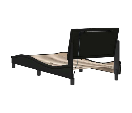 Estructura de cama sin colchón tela negro 90x190 cm