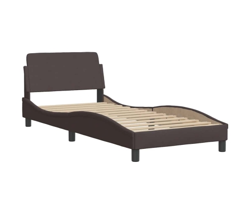 Estructura de cama sin colchón tela marrón oscuro 90x190 cm