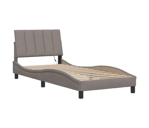 Estructura de cama sin colchón tela gris taupe 90x190 cm