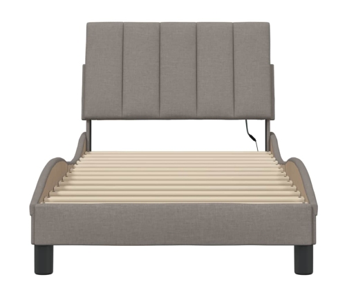 Estructura de cama sin colchón tela gris taupe 90x190 cm