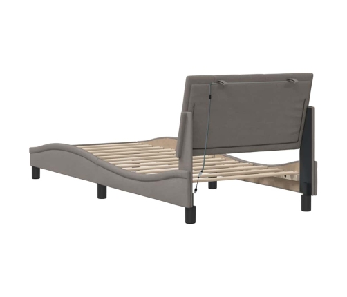 Estructura de cama sin colchón tela gris taupe 90x190 cm