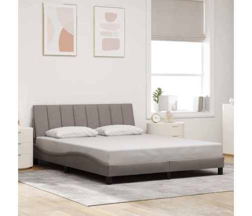 Cama sin colchón tela gris taupe 160x200 cm