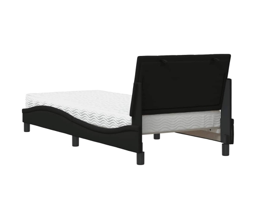 Cama con colchón tela negro 90x190 cm