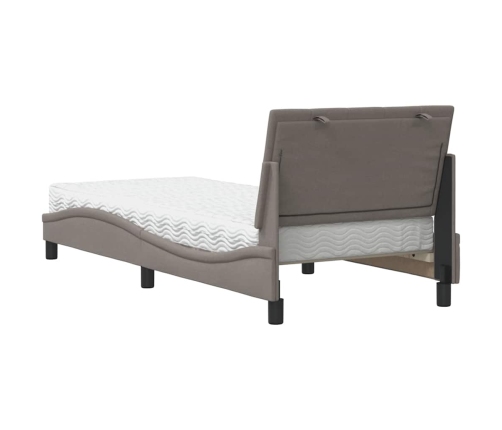 Cama con colchón tela gris taupe 90x190 cm