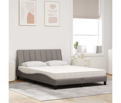 Cama con colchón tela gris taupe 120x200 cm