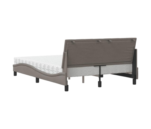 Cama con colchón tela gris taupe 140x190 cm