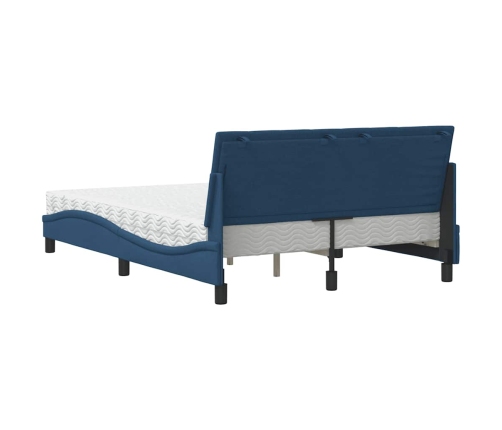 Cama con colchón tela azul 140x190 cm