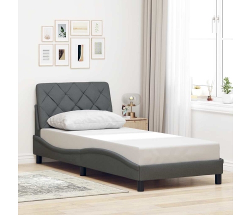 Estructura de cama sin colchón tela gris oscuro 80x200 cm